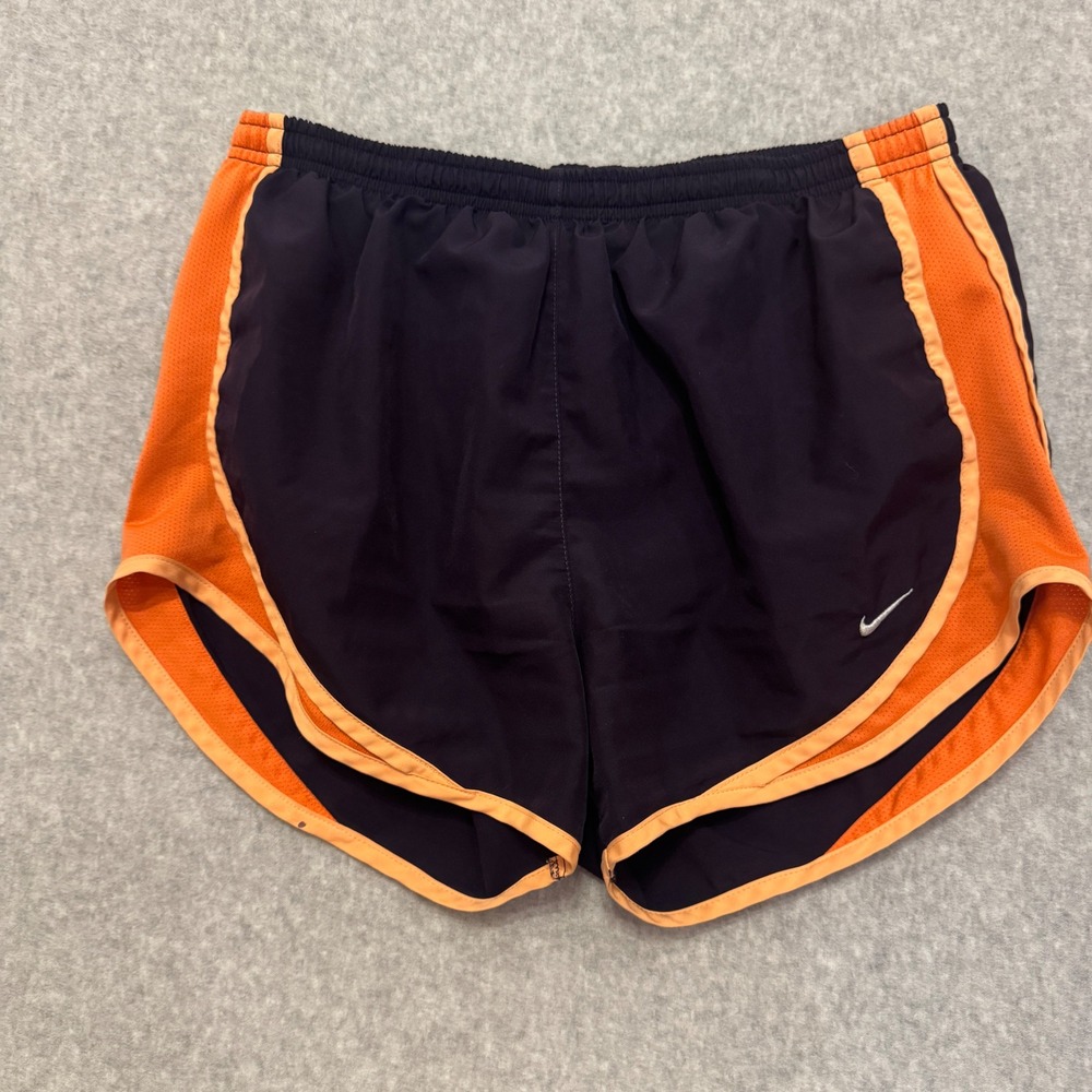 Nike Dri-FIT Tempo Running Shorts Womens Small Navy Blue Orange Athletic Workout